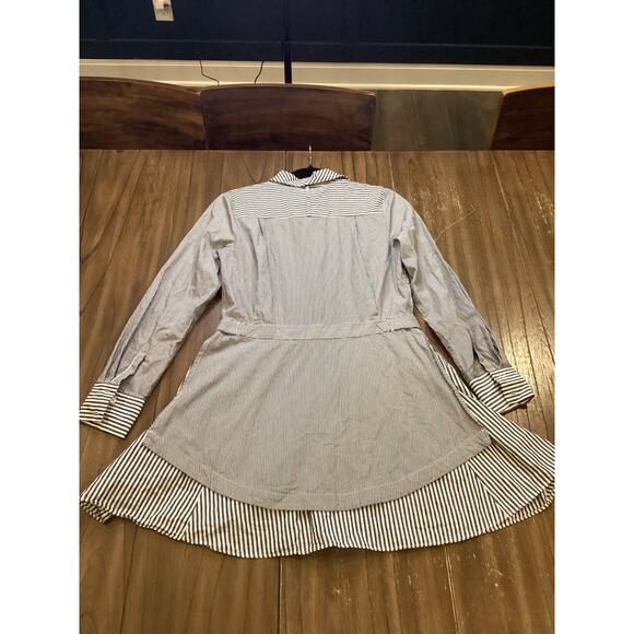 Derek Lam 10 Crosby preppy Cotton Striped long sleeve Poplin mini Shirt Dress 8 - Picture 12 of 13